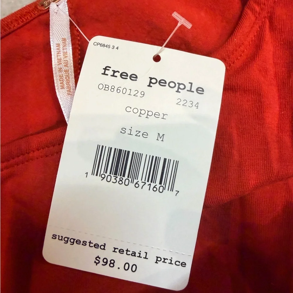 Free People NWT Copper Asymmetrical Mini Dress M Long Sleeve Side Ring